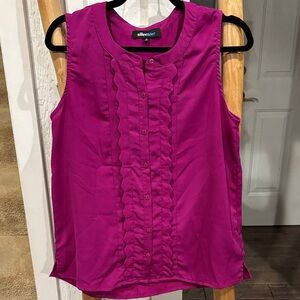 Alice Blue Fuchsia Sleeveless Blouse with Ruffle Detail